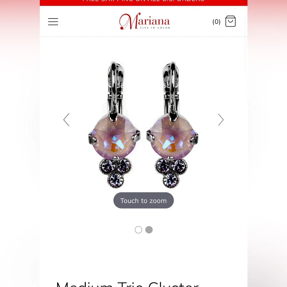 Trio-cluster leaver back earrings - Picture 1 of 4